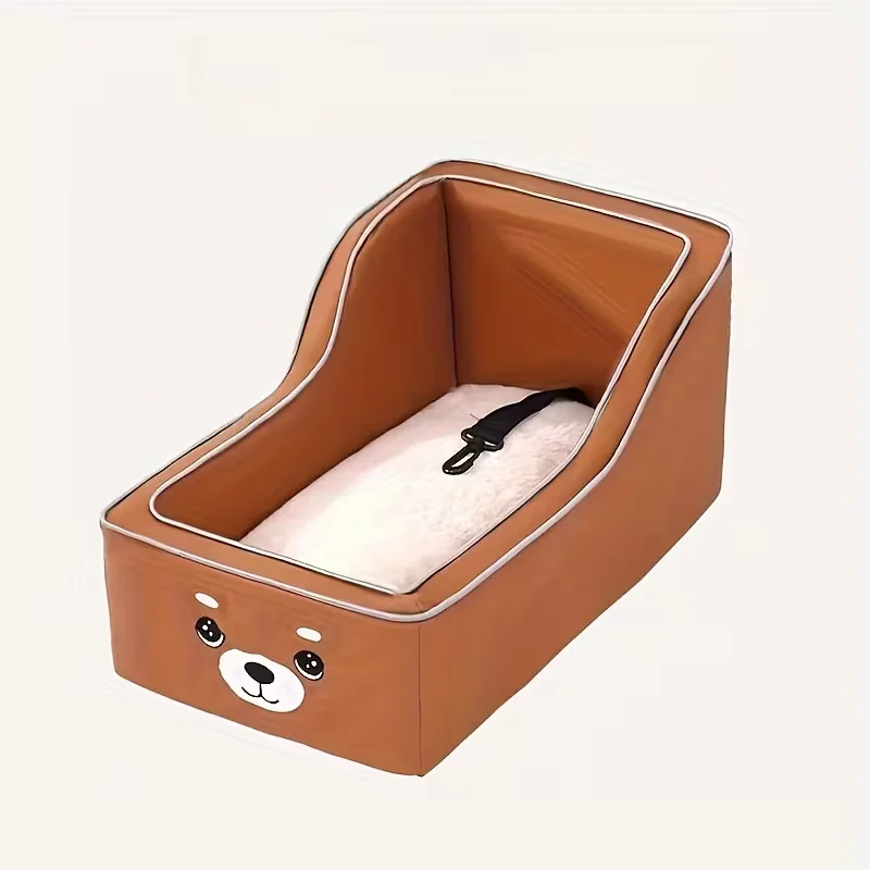 

Center Console Dog Car Seat Portable Dog Bed with Anti-Slip Bottom & Safety Belt Washable Pet Bed for Small Dogs and Cats