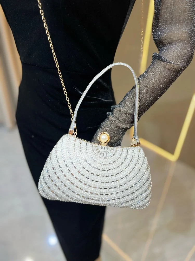 Exquisite Rhinestone Diamond Inlay Evening Bag Retro Luxurious Gold Silver Elegant Small Clutch For Women Wedding Party Handbags