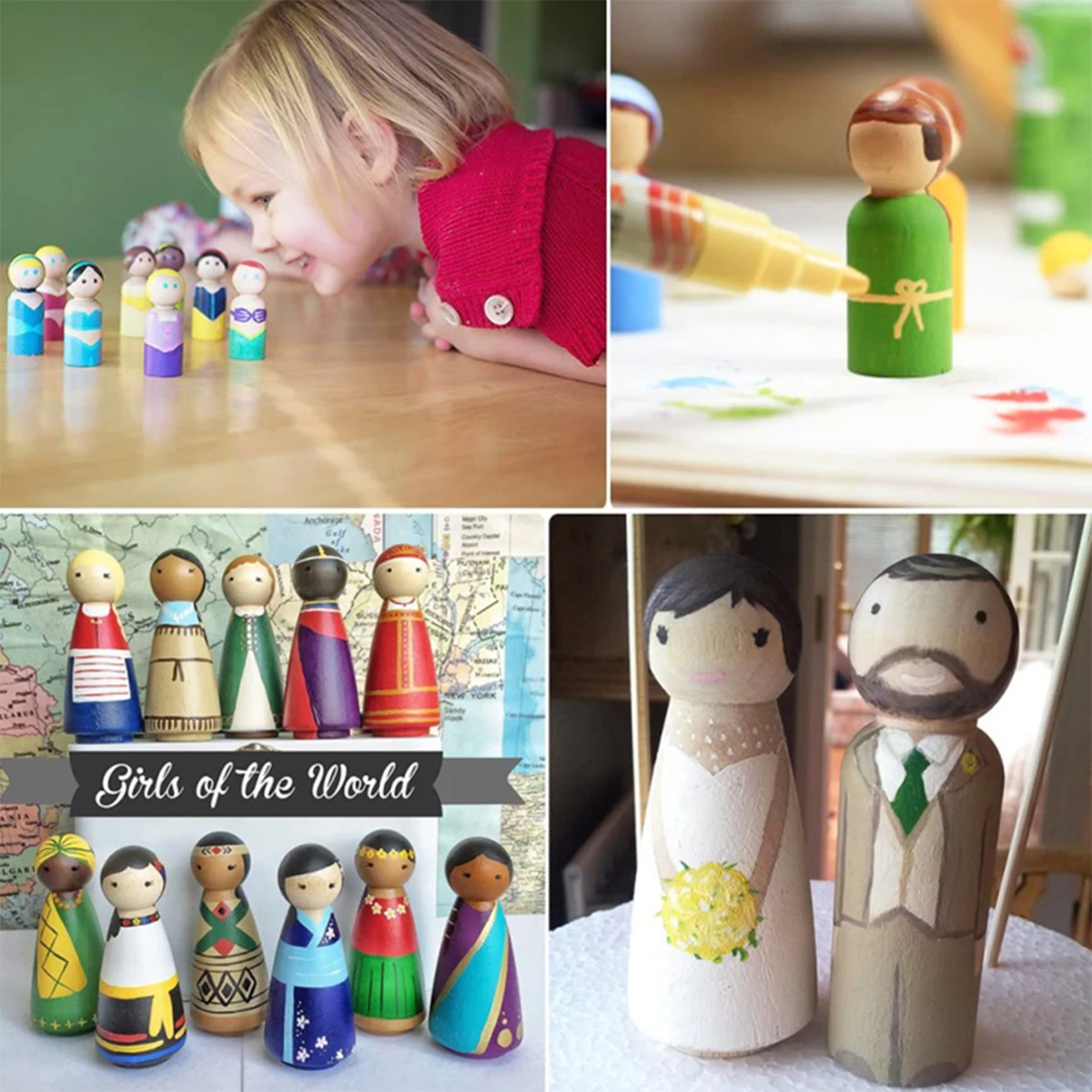 20 Pcs DIY Wood Peg Dolls Handmade Unfinished Doll DIY Crafts Nursery Decoration Wood Peg Dolls Home Decoration Ornament