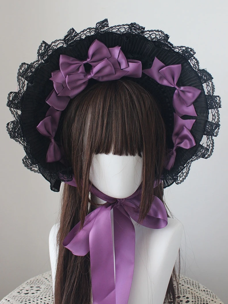 

Original handcrafted dark and tough girl style gothic Bonet hat LOLITA black gorgeous BNT hat