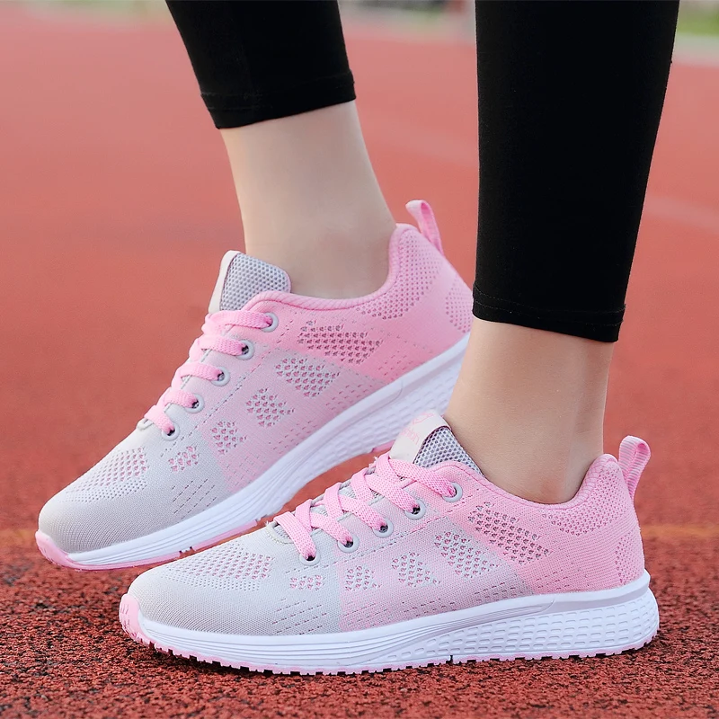 Woman Fashion Tennis Shoes Lightweight Mesh Breathable Vulcanized Shoes Outdoor Comfortable Hiking Running Casual Women\'s Shoes