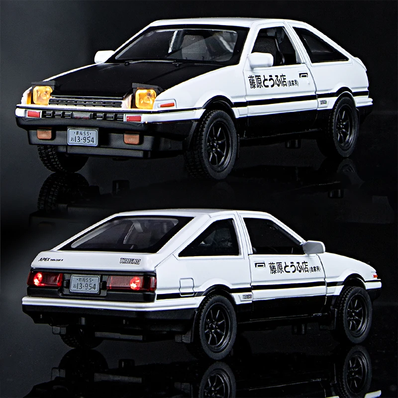1:32 AE86 Auto giocattolo in lega di metallo Fonde sotto pressione Veicoli Decorazione Modello in miniatura Scala Raccogliere regalo Bambini Ragazzo Tirare indietro Luce sonora