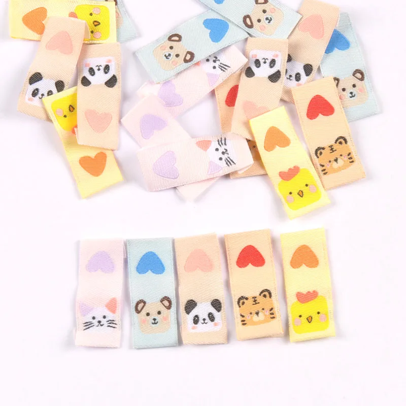 50Pcs Tiger/Chick/Panda Printed Embroidery Washable Care Label For Sewing Accessories Garment DIY Crafts Supplies Bag Shoes Tags