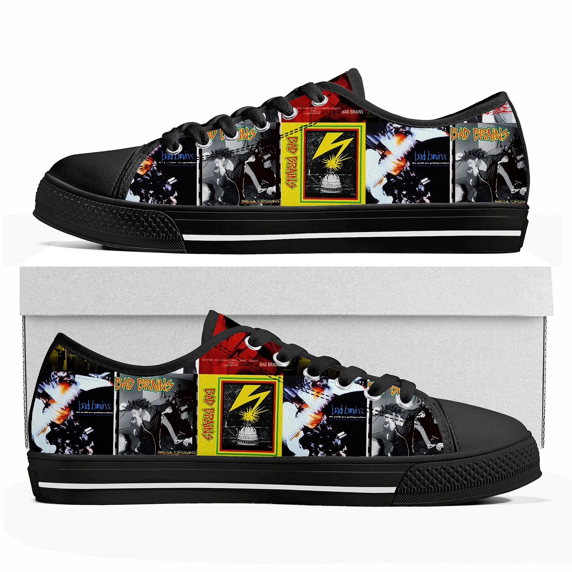 Schlechte Gehirne Punk Rock Band Low Top Sneakers Damen Herren Teenager hochwertige Schuhe lässig maßge schneiderte Canvas Sneaker Schuh