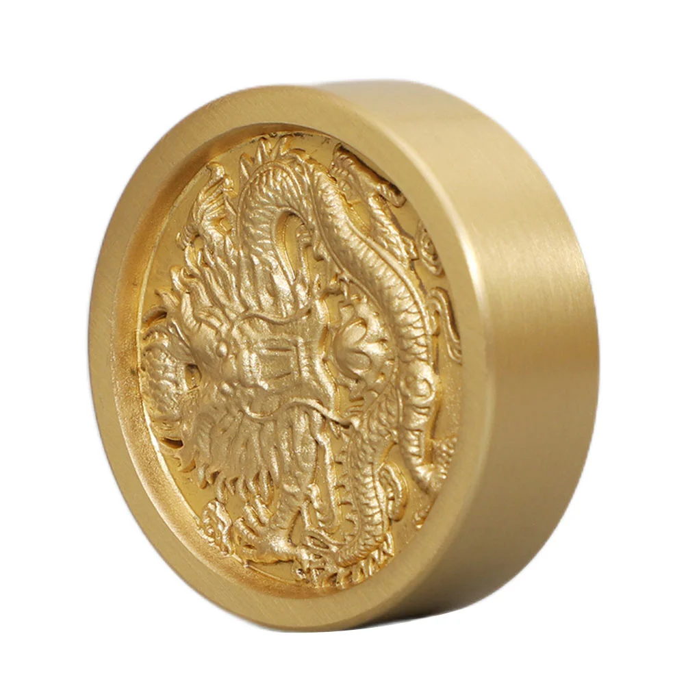 10PCS Round Paperweight Yellow Brass Chinese Calligraphy Supplies Calligraphy Letterweight Supplies Desk Decorative Block