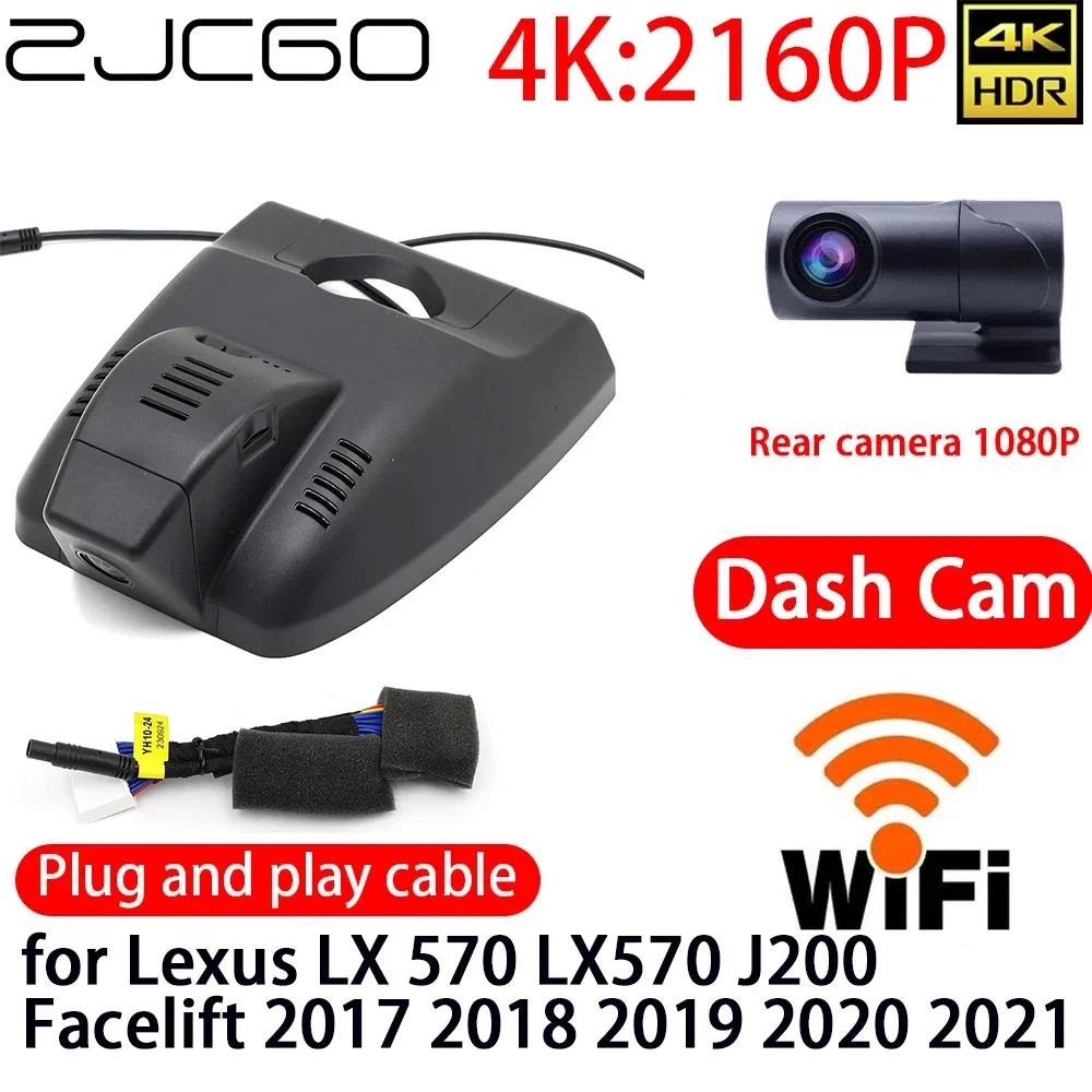 

ZJCGO 4K DVR Dash Cam Wifi Front Rear Camera 24h Monitor for Lexus LX 570 LX570 J200 Facelift 2017 2018 2019 2020 2021