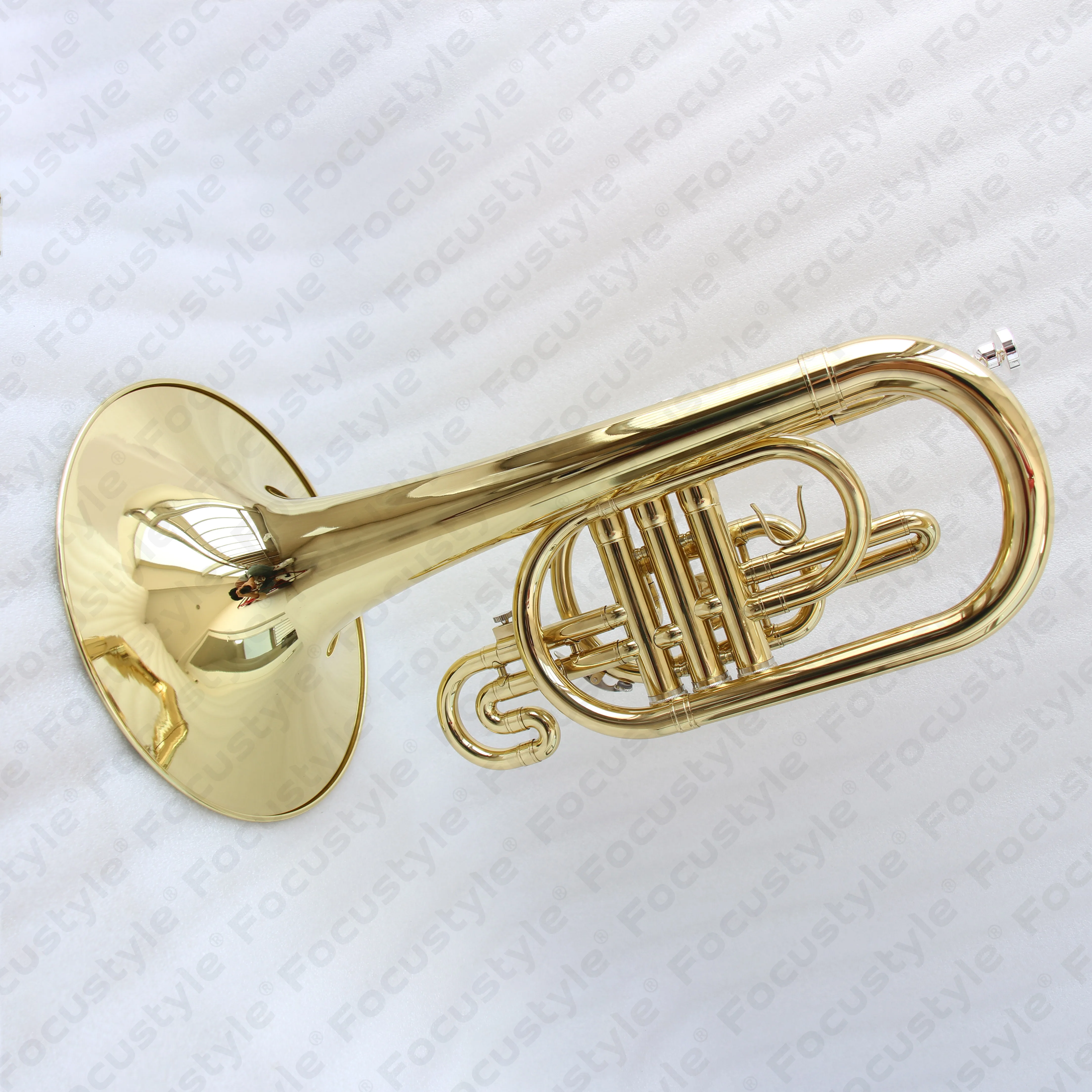 F Mellophone High End Clear Lacquer Finish Brass Body Marching Brass Mellophone