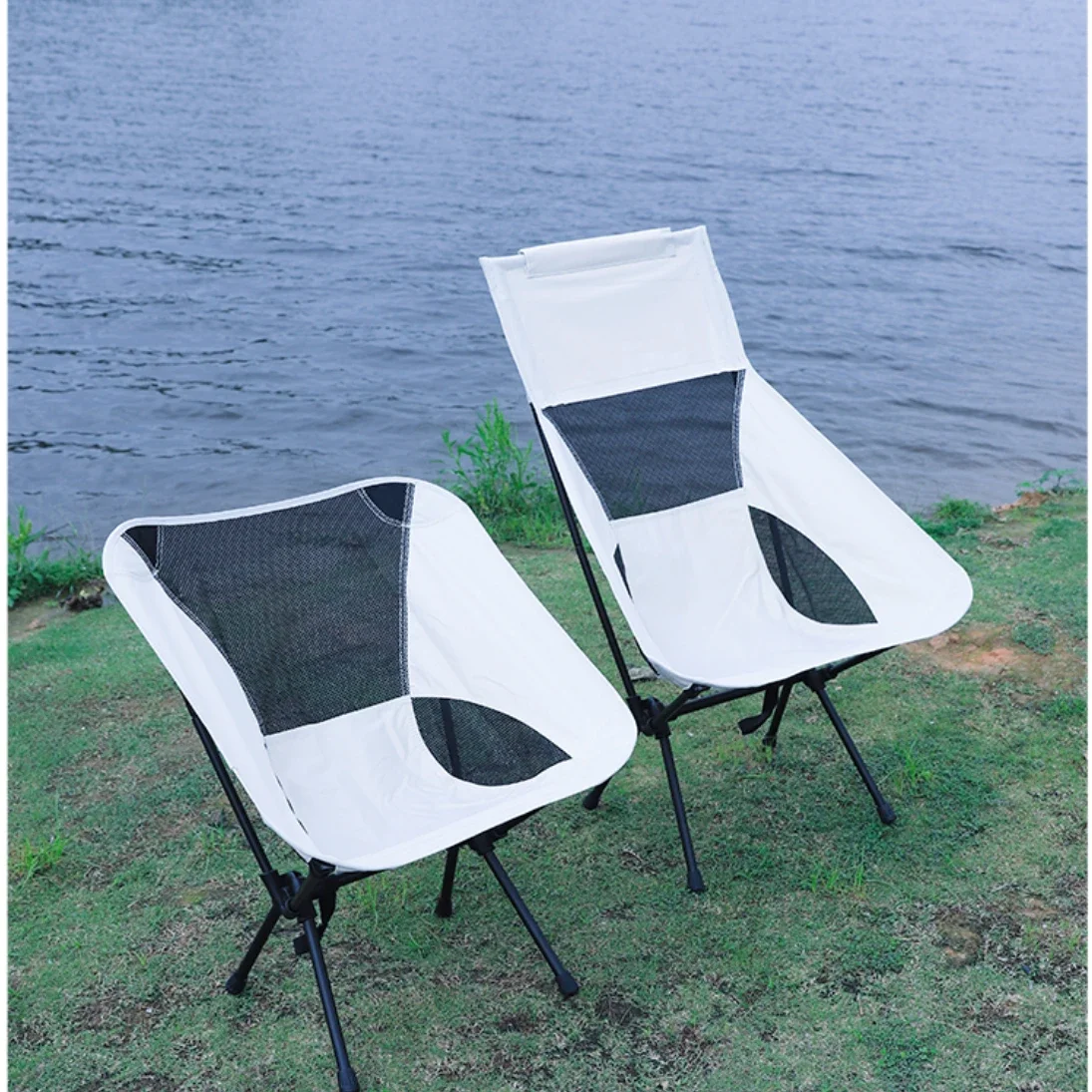 

Outdoor folding chair camping chair portable simple portable moon camping beach recliner sketch