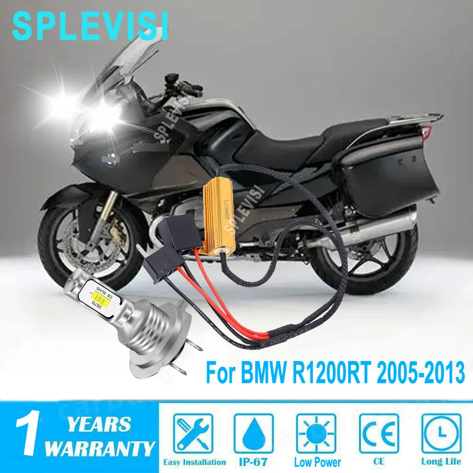 Motorcycle LED Headlights Bulbs White Headlamp Decoder Error Canceller For BMW R1200RT 2005 2006 2007 2008 2009 2010 2011-2013