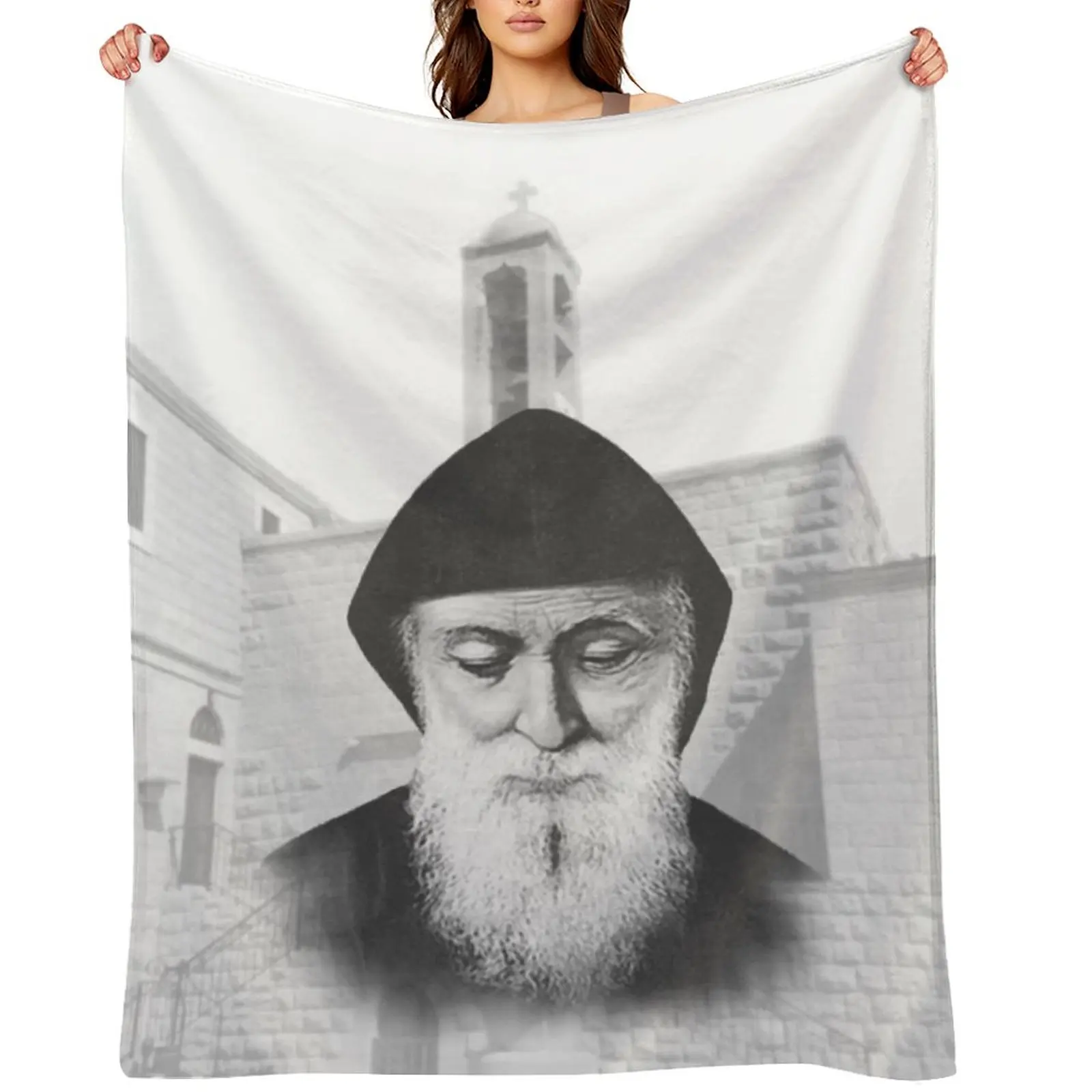 Saint Charbel Throw Blanket manga Thermal Blankets For Sofas Shaggy Bed linens valentine gift ideas Blankets