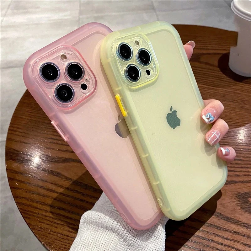 Shockproof Bumper Transaprent Phone Case For iPhone 16 15 14 13 11 12 Pro Max XR X XS Max Fashion Candy Color Soft Back Cover