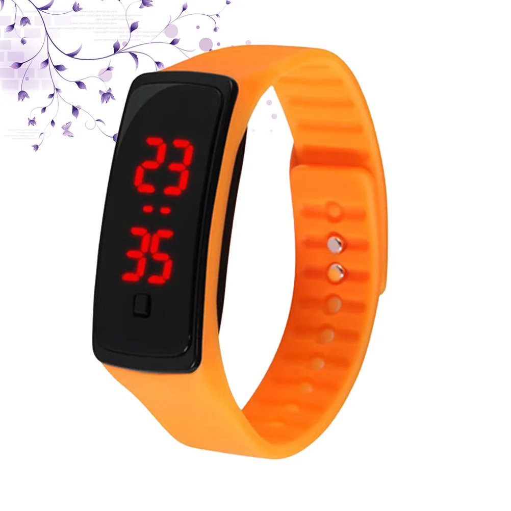 

Fashion Children Outdoor Wrist Watches Led Digital Unisex Running Silicone Band Adjustable Strap Clear Screen Time Date