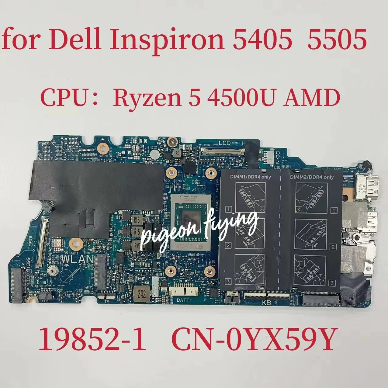 19852-1 Mainboard For Dell Inspiron 5405 5505 Laptop Motherboard CPU: R5-4500U R7-4700U AMD CN-0YX59Y CN-0GFPRC 100% Test OK