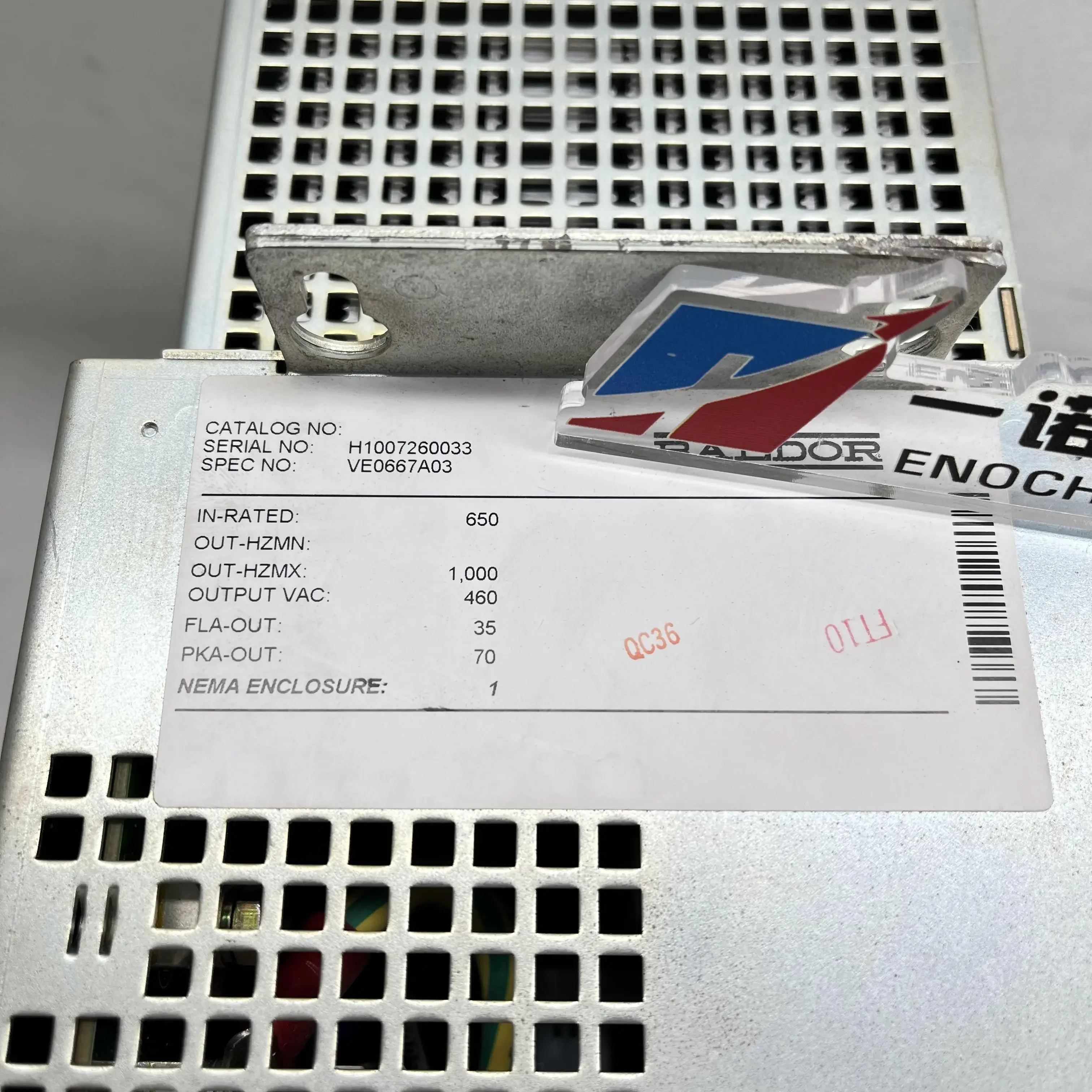 Test BALDOR VE0667A03 utilisé en bon état, lecteur VE0667A03