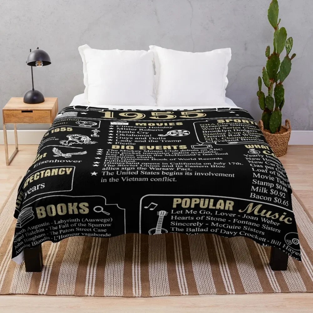 

Birthday Anniversary 1955 History Back in 1955 Throw Blanket Shaggy Soft Heavy Blankets