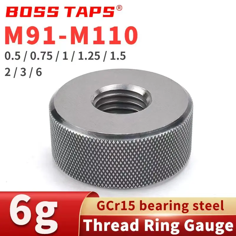 

BOSS TAPS 1 комплект (1 * GO 1 * NOGO) 6 г стандартный метрический кольцевой калибр с мелкой резьбой прецизионный измерительный инструмент M91-M110 правая резьба