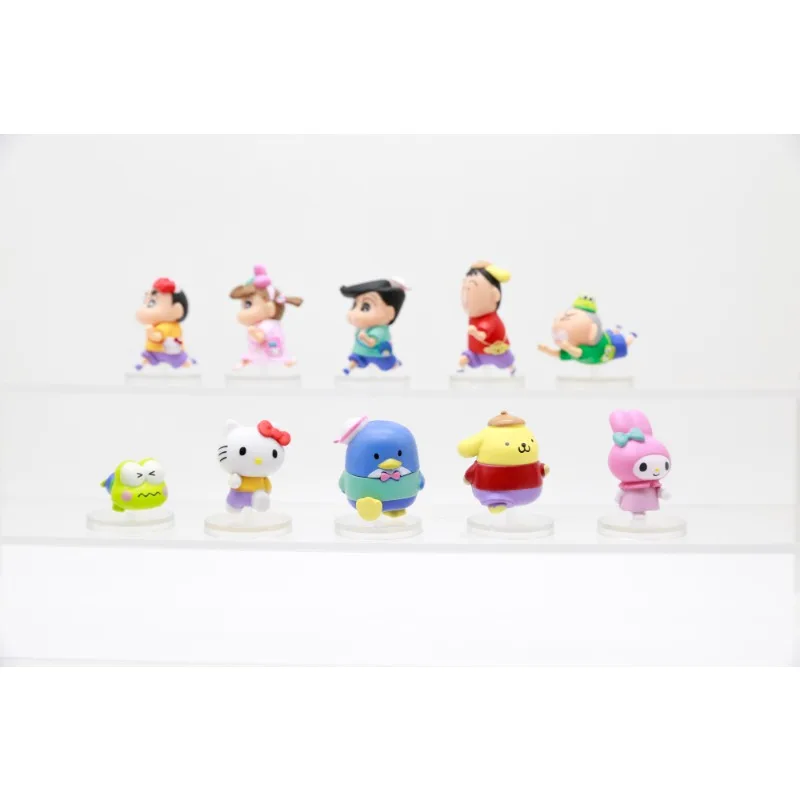 Crayon Shinchan Sanrio personnages Kawaii promenade mignonne avec des grands poignets avant Anime Figure modèle jouets recueillir des ornements
