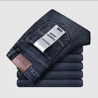 Wthinlee, nuevos pantalones vaqueros de negocios para hombres, pantalones vaqueros informales rectos elásticos a la moda, pantalones vaqueros clásicos azules y negros para trabajo, ropa masculina