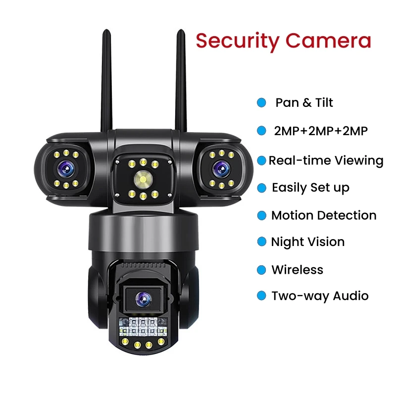 

Smart Outdoor 12MP 6K WiFi Security Camera Triple Lens Triple Screen Night Vision Waterproof CCTV Surveillance System