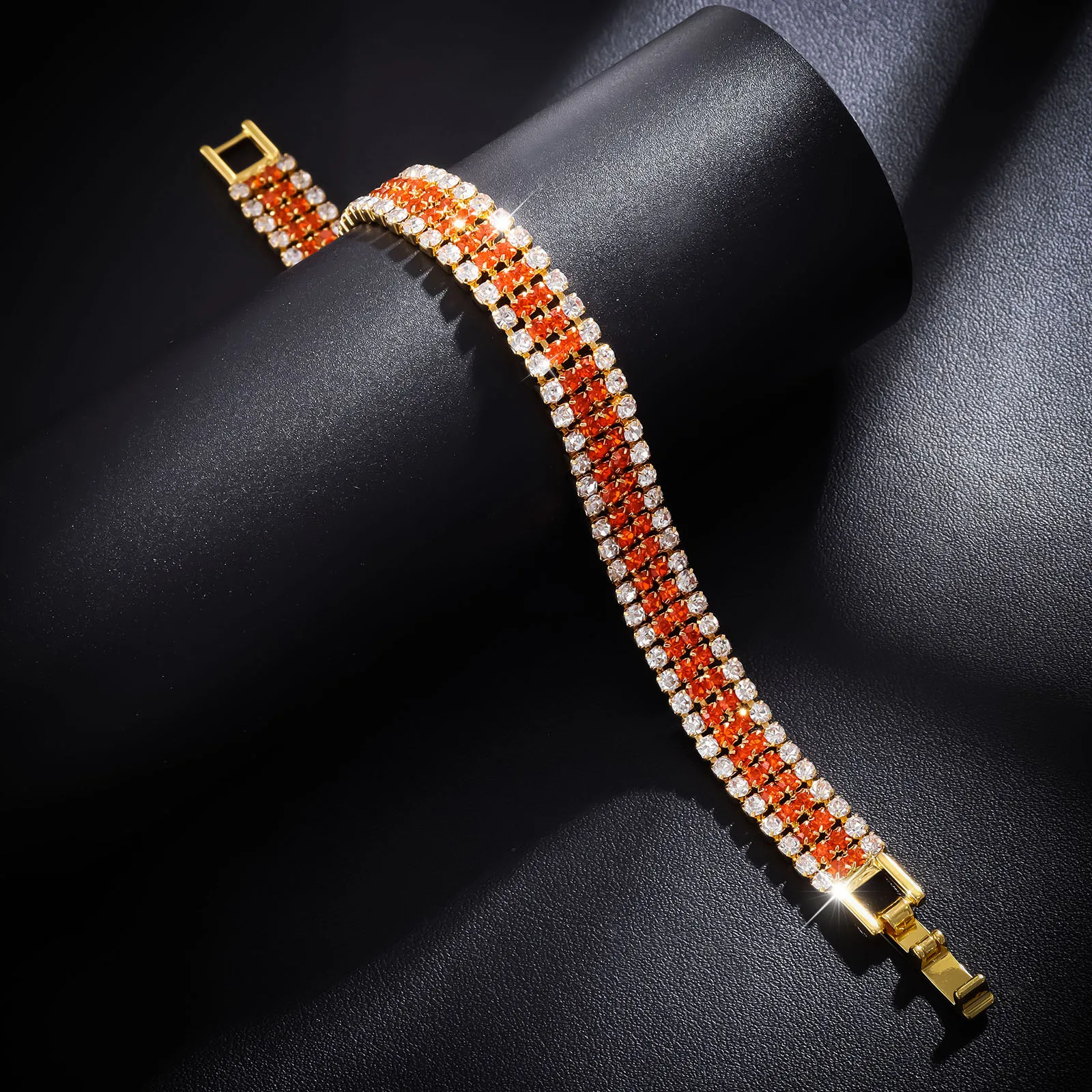 Luxury Roman Crystal Bracelet For Women Multicolor Luxury Full Rhinestone Claw Chain Hip hop Trend Personality Bracelet Jewelry