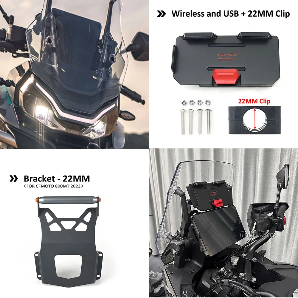 New For CFMOTO 800MT 800mt 800 MT 2023 Expansion Stand Crossbar 22mm Motorcycle Phone GPS Mount Navigation Bracket