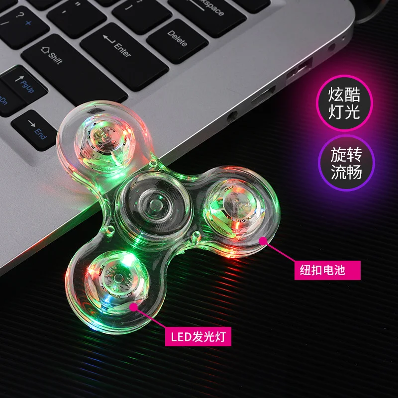 Luminous LED light Fidget Spinner Hand Top Spinners Glow in Dark Light EDC Figet Spiner Finger Stress Relief Toys