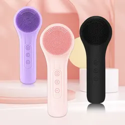 Sonic Silicone Facial Brush Cleaner Vibration Roller Massage Pore Deep Cleansing Scrubber Waterproof Face Exfoliating Cleanser