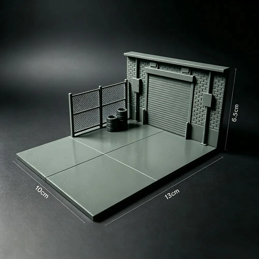 1:64 Miniatur-Reparaturwerkstatt Parkplatz-Szenerie Automodell Diorama Straße 3D-Gedrucktes DIY Blanko-Modell Desktop-Ornamente