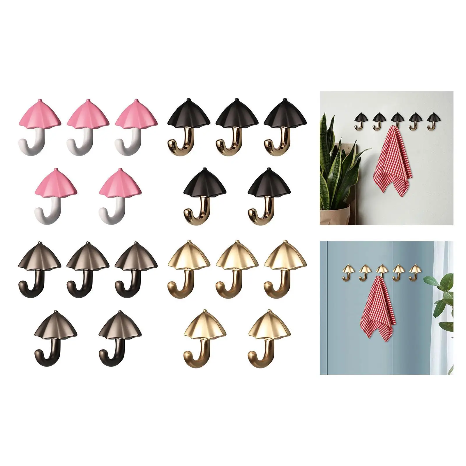 5Pcs Coat Hooks for Wall Wall Hooks Umbrella Design Creative Towel Hanger Key Hanger Utility Hooks for Bag Coat Shower Towel