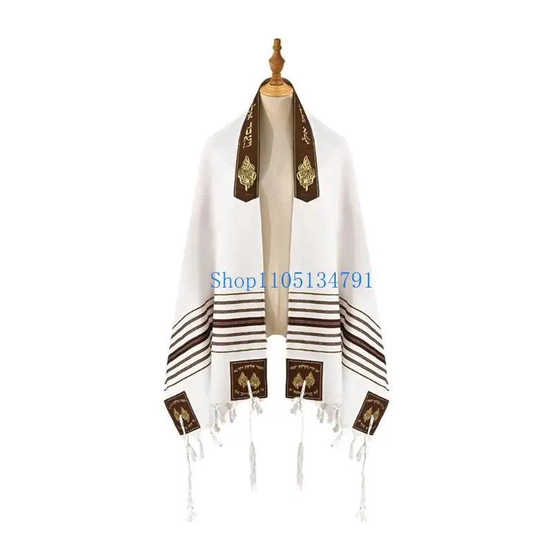 

98km Embroidery Jewish Prayers Shawl Scarf Tallit With Ancient Symbols And Tzitzit