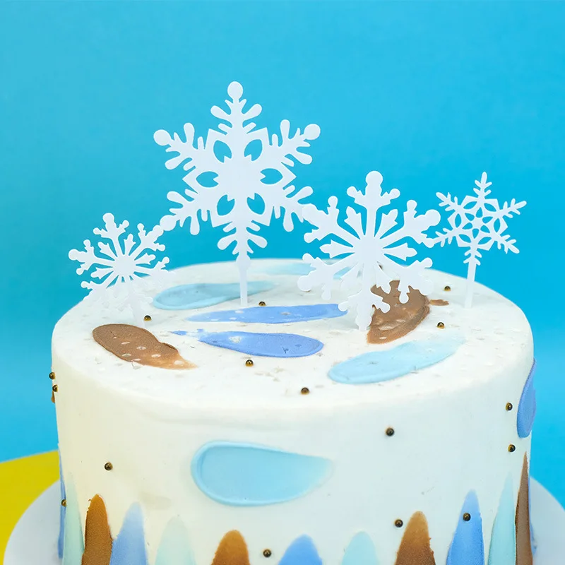 Frozen snow Cake Decoration Acrylic Snowflake Castle Tree Cake Topper winter Snowflake Theme girls Birthday Party decor supplies