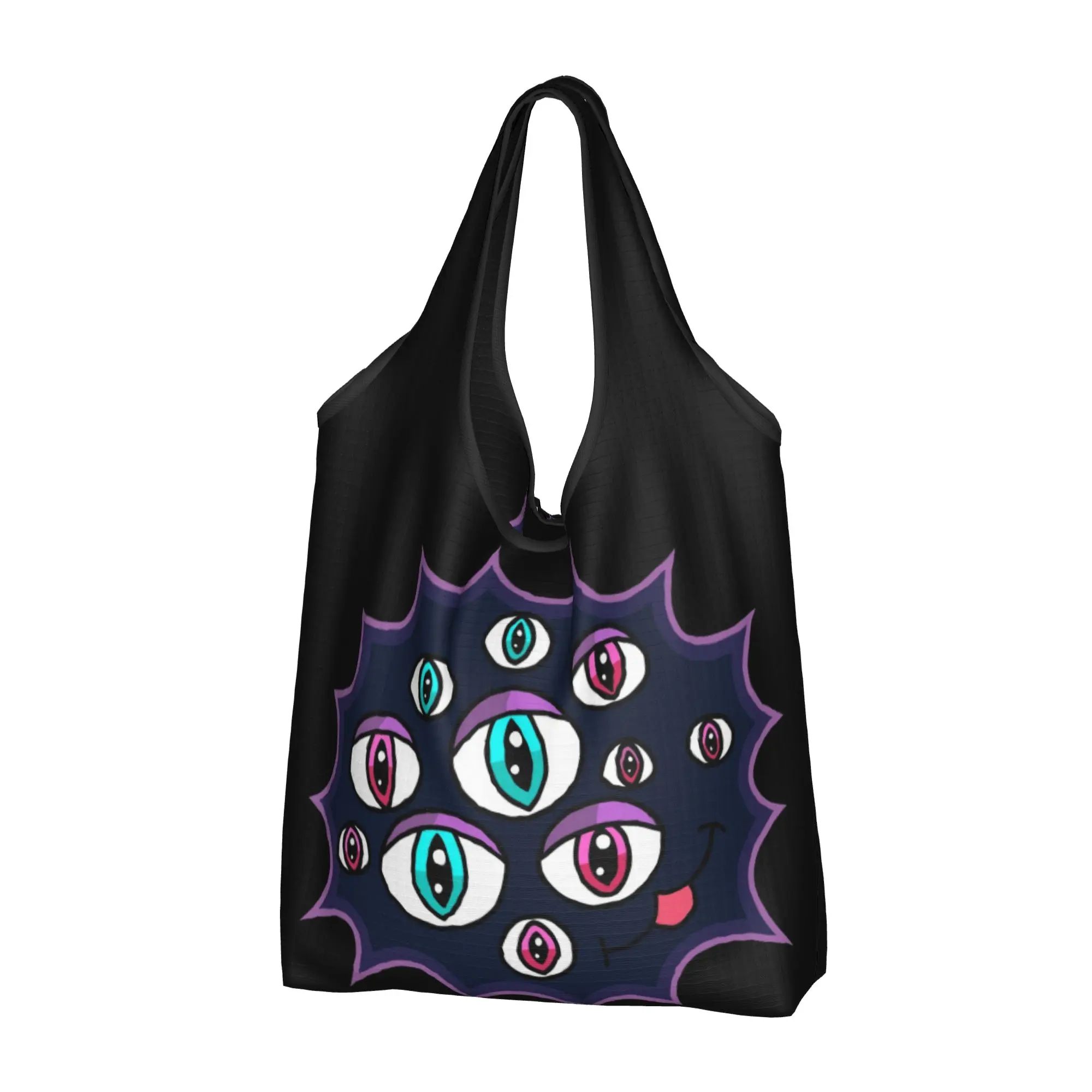 Recycling Doors Ambush Horror Game Eyes Cute Shopping Bag Women Tote Bag Portable  Grocery Shopper Bags
