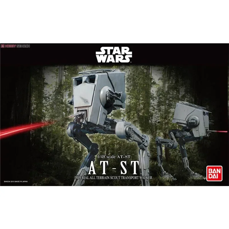 Bandai Genuine Star Wars Blocks 1/48 All Terrain Scout Transport AT-ST Model Action Figure Anime Figure Toys Gift For Children