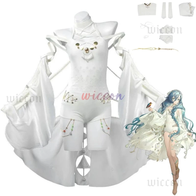 Game Reverse:1999 Thirty-Seven Cosplay Costume New Skin Down in The Grotto White Jumpsuits Shawl Ribbon Woman Sexy Party Suit