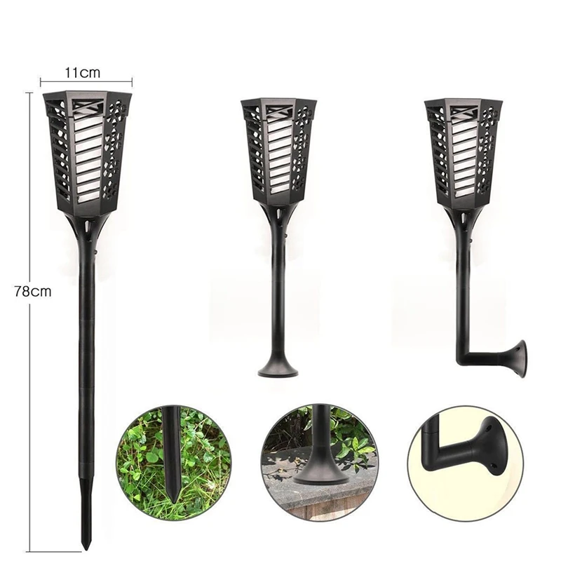 Solar Torch Lights With Flashing Flame,Waterproof Auto On/Off Outdoor Lights For Garden Courtyard Deck Decoration