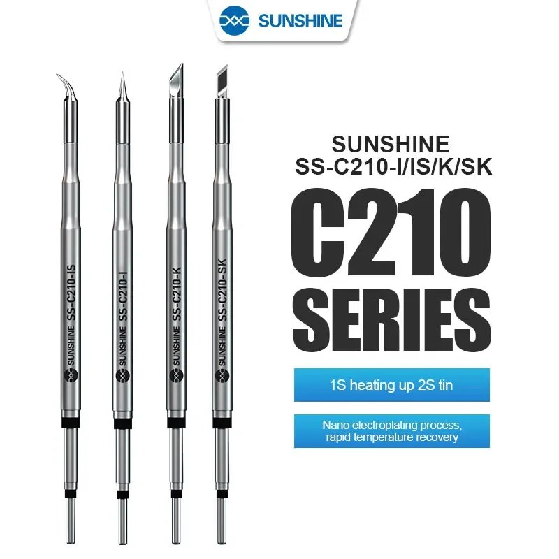SUNSHINE SS-C210 Series Integrated Soldering Iron Tips Rapid Temperature Recovery High Precision for Welding Station Handles