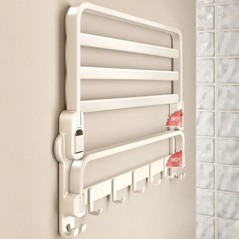 

Вешалка для полотенец на присоске TPE, кремовый стиль, складная полка для хранения в ванной комнате, устойчивый органайзер для туалета, настенный держатель для полотенец