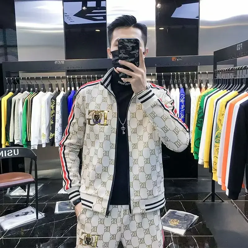 

New Embroidered Spring and Autumn Trendy Zipper Hoodie Fashion Cardigan Top Straight Leg Pants Comfortable Fashion Sports Set