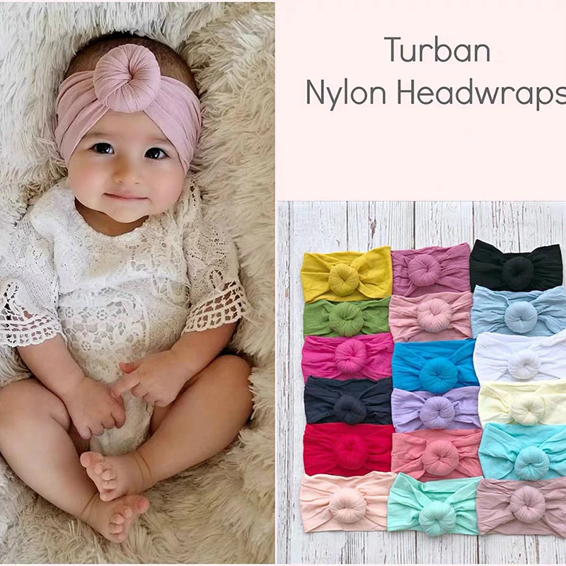 

New Nylon Baby Headband Turban Newborn Baby Girl Boy Round Knot Elastic Headbands Hair Band Accessories Kids Girls Head Wraps