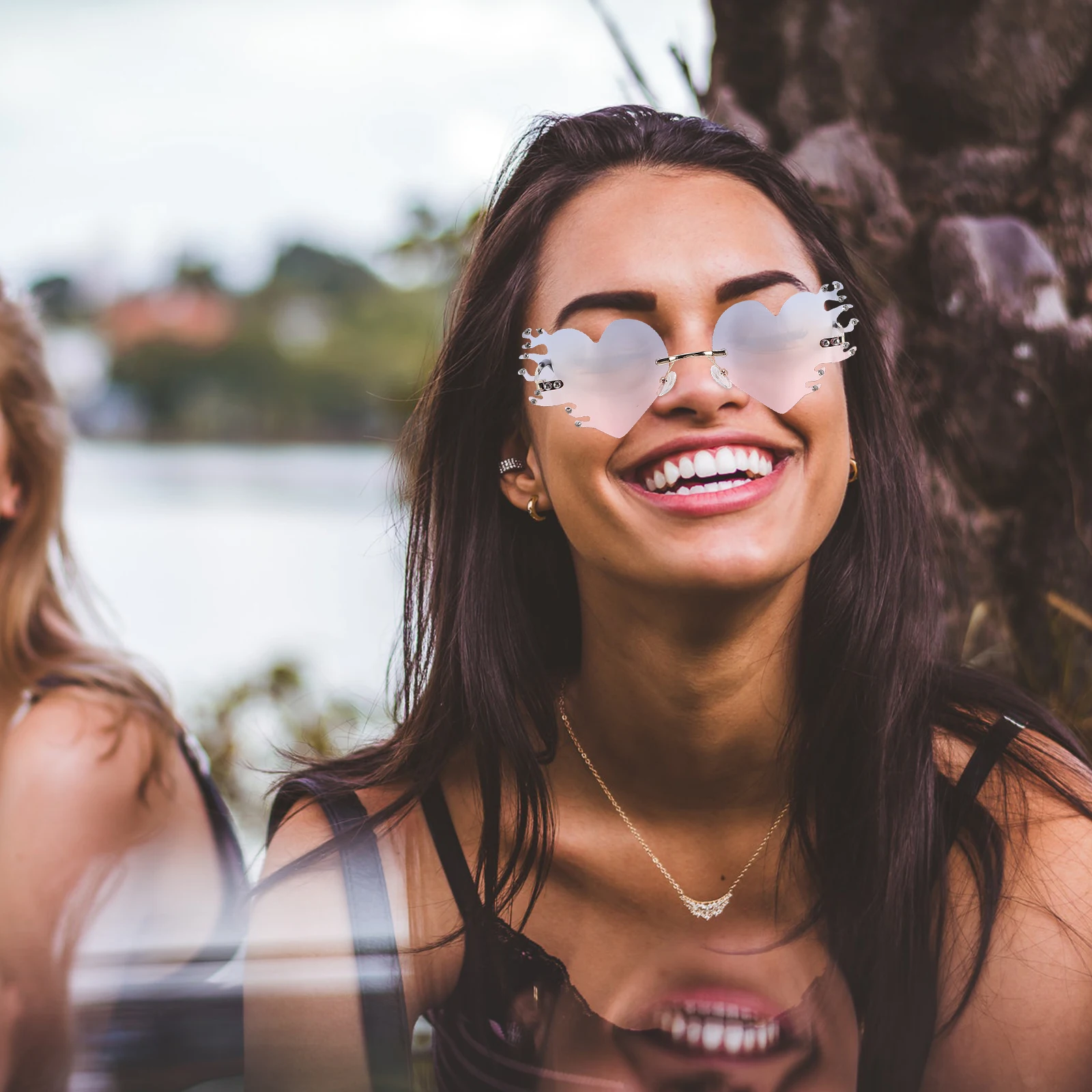 

Love Flame Sunglasses Neon Colors Party Eyeglasses Props PC Material Unique Flame Pattern Creative Accessories