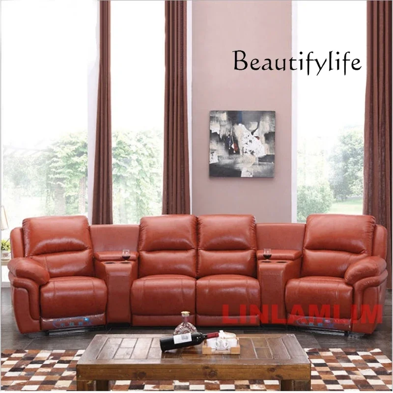 

Tu MANBAS Living Room Sofas Manual / Electric Recliner Italinan Genuine Leather Couch Retractable Theater Reclining Armchair 4 S