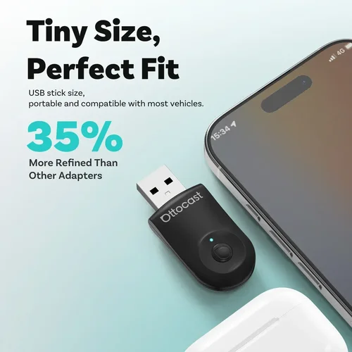 Imagen 2 del producto OTTOCAST MINI 2 en 1 cableado a inalámbrico CarPlay Android Auto adaptador USB Stick Wifi accesorios de coche para VW Benz Audi Kia Toyota