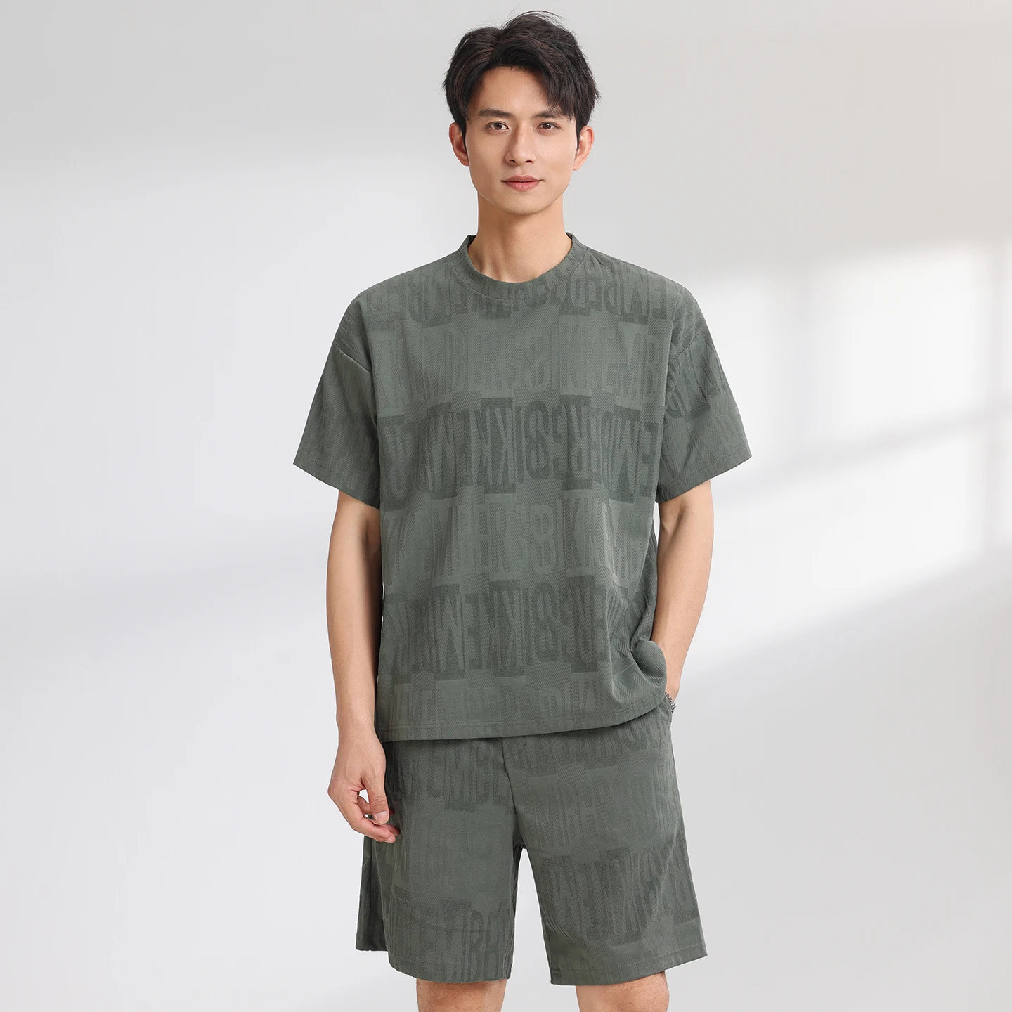 【Top 5-Point Pants】Men's T-Shirt Set Summer Fashion Crew Neck Sports Casual Cycling Jogging Daily Outing Breathable Comfortable view 2