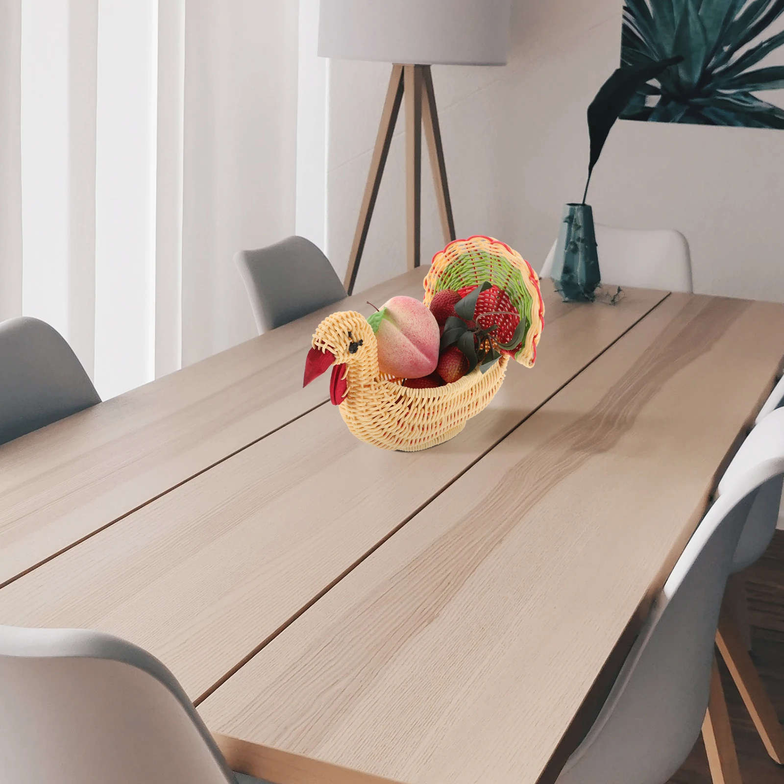 

Chicken Shape Woven Storage For Fruits Plastic Fruit Basket Kitchen Decorative Flower Basket Home Organization Container