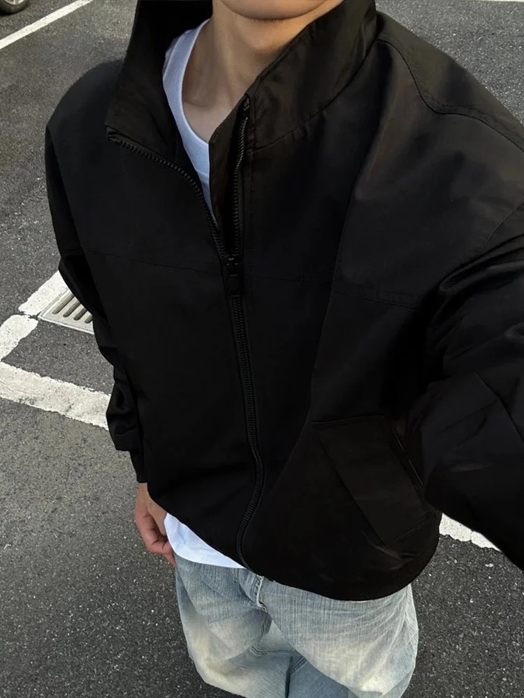 

Yu Zhaolin Men's Baseball Jaet Pure Color Flight Jaet Casual Versatile Workwear Polyester Long Sve Zipper Closure