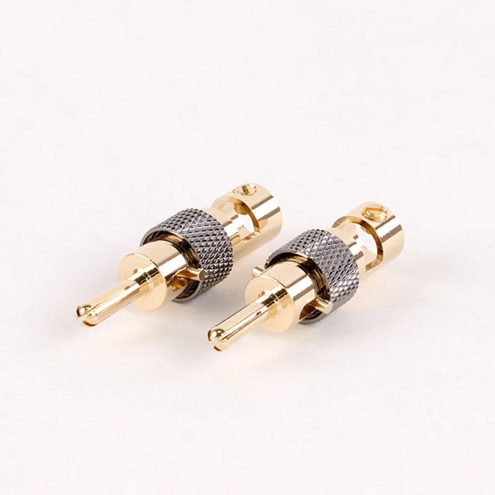 8pcs Free Shipping 24K Gold Plated Self-Lock Brass Banana Plug Audio Male Connector Speaker Amplifier Jack