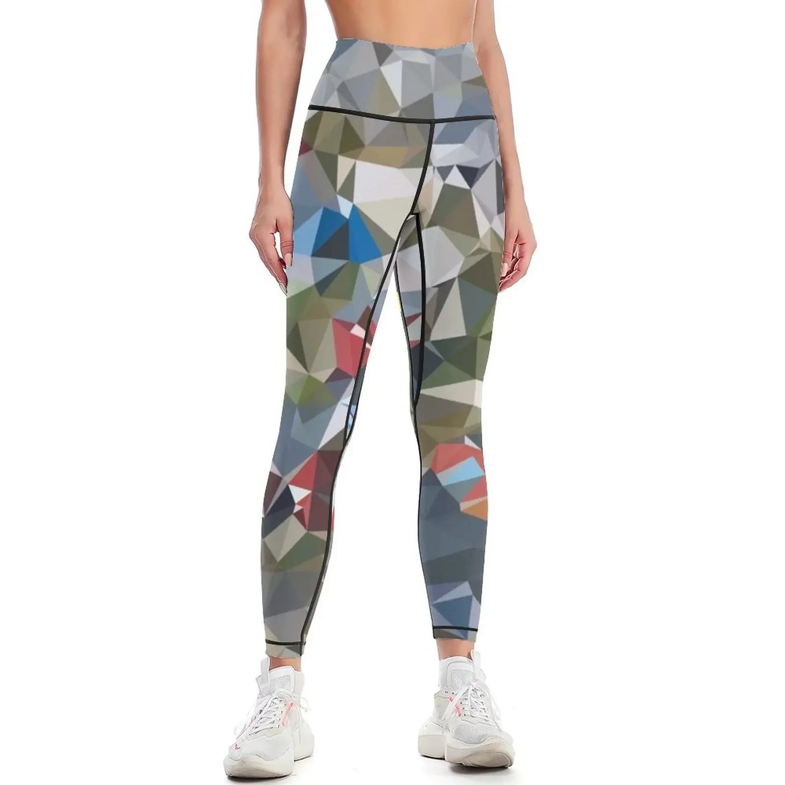 

Greenland Village Low Poly Geometric Triangles Mathematical Art Leggings high waist Women's pants Womens Leggings