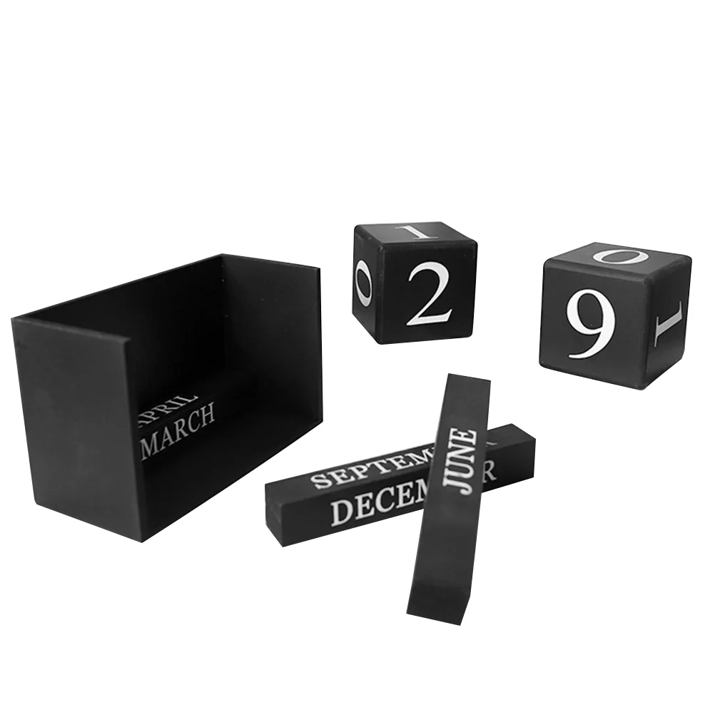 

Never Ending Wooden Date Calendar Creative Desk Decoration Wood Blocks for Home and Office (Black) perpetual calendar