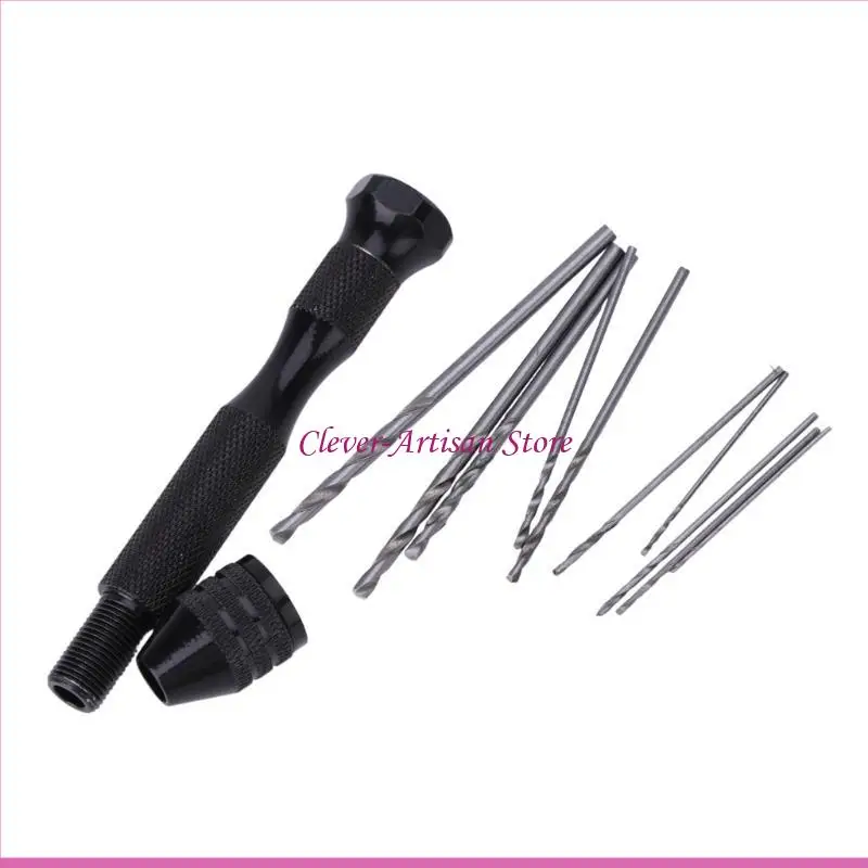 E06B Hot Micro Aluminum Hand Drill Keyless Chuck + 10pcs Twist Drills เครื่องมือโรตารี่