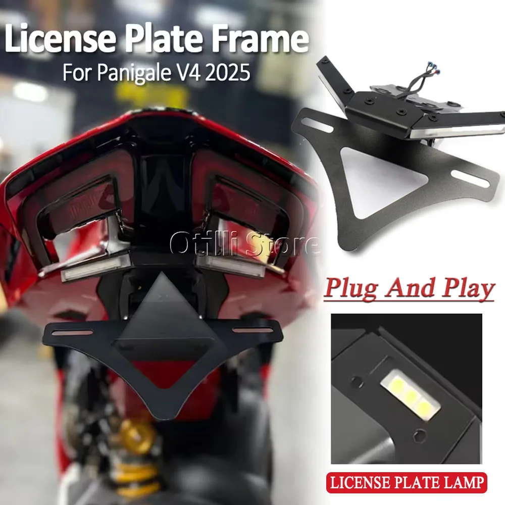 

Motorcycle Accessories License Plate Holder Fender Eliminator Registration Bracket Turn Signal For Ducati Panigale V4 2025